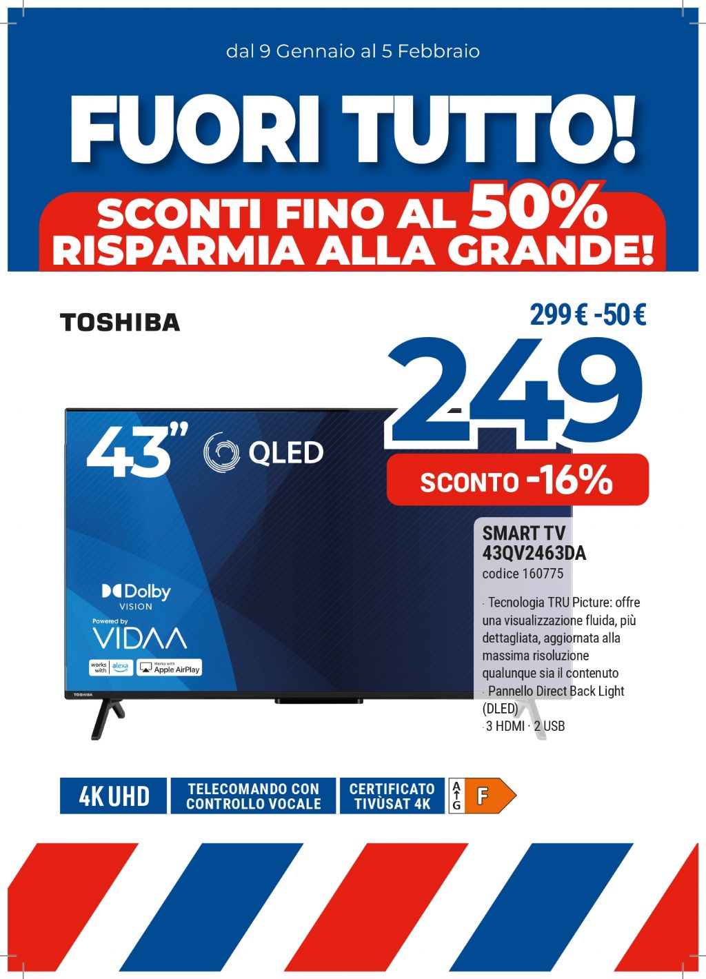 TV TOSCHIBA 43QV2463DA